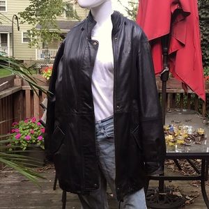 100% Genuine IZOD Casual Leather Jacket Overcoat Black Small